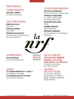 cover image of La Nouvelle Revue Française N° 616